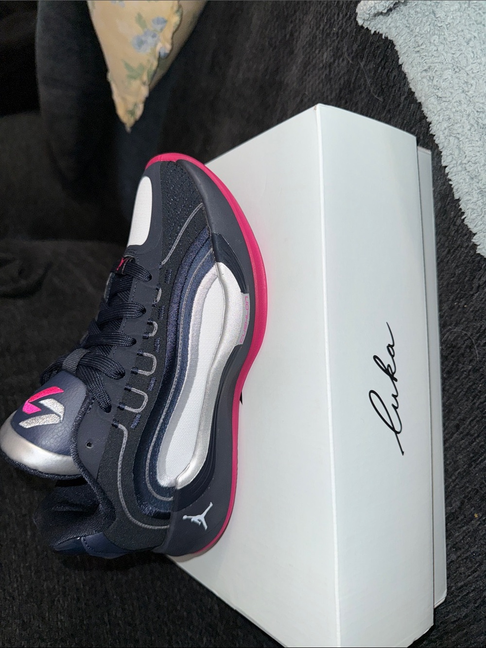 Jordan Kids Navy, Pink & White Athletic Shoes